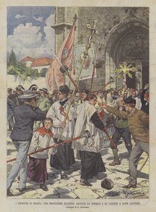 Mellakat Espanjassa, uskonnollinen kulkue, johon liberaalit ja karlistit hyökkäsivät Gijonissa (Asturiassa)