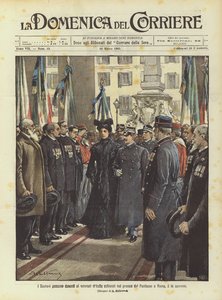 Hallitsijat kulkevat Rooman Pantheonin pronaossa, 14. virtauksessa, Italian veteraanien edestä