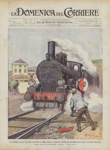 Cantoniere Garella ohjaako junan Pontedecimon asemalla estämällä? tekijältä Achille Beltrame