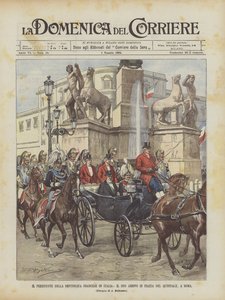 Ranskan tasavallan presidentti Italiassa, hänen saapumisensa Piazza Del Quirinale, Roomaan