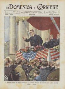 Presidentti Roosevelt pitää ensimmäisen 75 puheestaan ​​matkalla, jolla hän on?