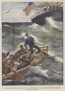 Amerikkalaisen kuunarin miehistön pelastaminen Atlantin valtamerellä italialaisen prikin toimesta.
