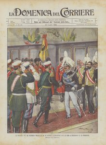 Kuningas Vittorio Emanuele III:n matka Venäjälle, tapaaminen tsaarin kanssa Pietarhovissa 13.