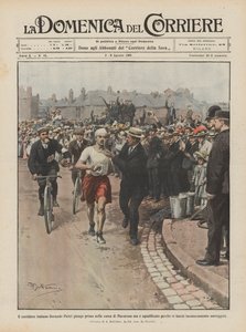 Italialainen juoksija Dorando Pietri tulee ensimmäiseksi maratonin kilpailussa, mutta hänet on hylätty miksi?