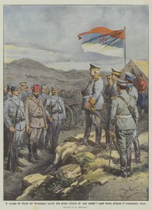 Montenegron vanha kuningas Nikolai todistaa sotilaidensa ensimmäisen voiton, jonka he tekivät?