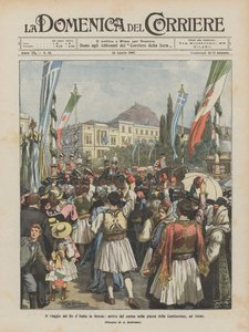 Italian kuninkaan matka Kreikkaan, kulkueen saapuminen perustuslain aukiolle, Ateenaan