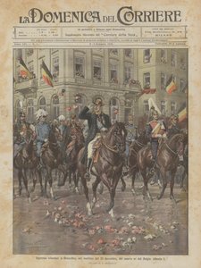 Belgian uuden kuninkaan Albert I:n voittokulku Brysseliin aamulla 23. joulukuuta