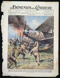 Japanilainen kommandohyökkäys Kiinan Nanchangin lentokentälle, Achille Beltramen (1871-1945) levy La Domenica del Corriere -sanomalehdestä, 31. heinäkuuta tekijältä Achille Beltrame