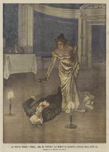 Maestro Puccinin uusi Tosca-ooppera, Scarpian kuolema (II näytöksen päätös)