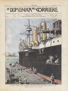 R Stromboli -alus oli ladattu laskeutumisaseilla Napolin arsenaalissa ennen lähtöä Kiinaan