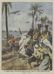 Italian Tripolitania, ensimmäiset lennot sotilaslentokoneiden lähellä Tripolia välillä syvä?