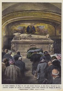 Paavi Pius XI:n lopullinen hauta Vatikaanin luolassa San Pietrossa