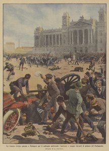 Traaginen työläisten kapina Budapestissa yleisen äänioikeuden, barrikadejen ja veren puolesta edessä?