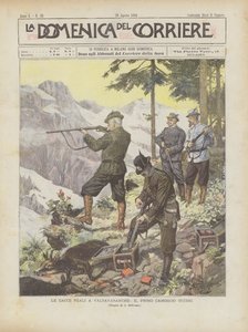 Kuninkaallinen metsästys Valsavaranchessa, ensimmäinen säämiskä tapettu tekijältä Achille Beltrame