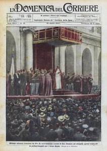 Pius XI:n juhlallinen kuuleminen San Damason valtavalla pihalla kahdeksalletuhannelle lombardityöläiselle?
