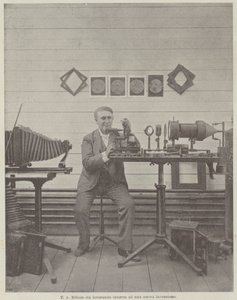 T A Edison työskentelee uuden keksinnön ympärillä