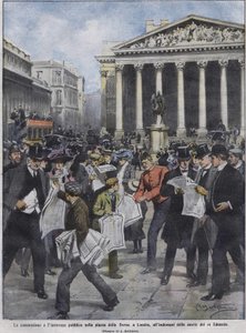 Kuningas Edward VII:n kuoleman jälkeisenä päivänä, kuningas Edward VII:n kuoleman jälkeisenä päivänä. Kuvitus Achille Beltrame. toukokuuta 1910. tekijältä Achille Beltrame