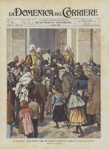 Juhlatuhansille Rooman köyhille Leo XIII:n juhlavuoden kunniaksi, vieraat saapuvat Vatikaaniin