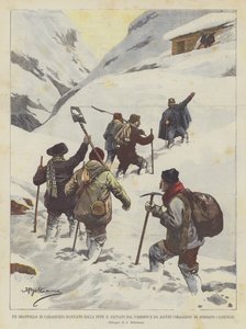 Lumen tukkima karabinieri Drapello, jonka seurakuntapappi ja jotkut rohkeat pelasti Boissanosta (Albenga)