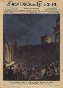 Mahtava yleisöilta Milanon Castello Sforzescossa esitysten aikana?