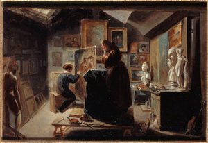 Mallin poseeraus, noin 1838 (öljy paperille ja kankaalle). tekijältä Achille Devéria