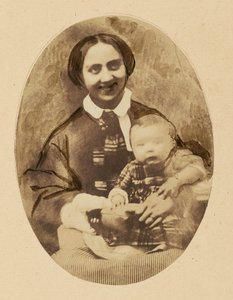 [Muotokuva Marie Devériasta poikansa kanssa] tekijältä Achille Devéria