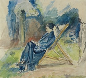 Nainen leposohvassa, n. 1935 (akvarelli)