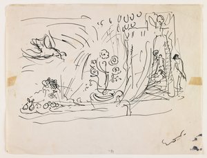 Asetelma kukkien kanssa (kynä ja musta muste) tekijältä Achille Emile Othon Friesz