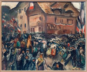 Ranskan joukkojen tulo Strasbourgiin (Bas Rhin, Ranska), 22. marraskuuta 1918. Emile Othon Frieszin (1879-1949) maalaus, öljy kankaalle