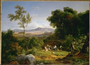 Paysage inspire par la vue de Frascati - maisema inspiroi näkymä Frascati ... tekijältä Achille Etna Michallon