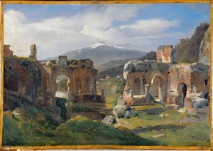 Ruines du theatre de Taormina - Taorminan teatterin rauniot ... tekijältä Achille Etna Michallon