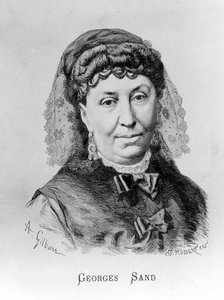 A. Gilbernin muotokuva George Sandista (Aurore Dupin, Baronne Dudevant) (1804-1876) tekijältä Achille Isidore Gilbert