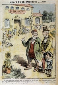 Ammatinvalinta: Sarjakuva Laique-koulusta - kirjoittanut Achile Lemot (1846-1909), elokuvassa "" Le Pelerin" 4.4.1909 tekijältä Achille Lemot