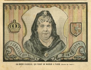 Kuva Achille Lemotista (1846-1909) Le Pelerinissä, 24.4.2004 - Kuningatar Isabelle, joka juuri kuoli Pariisissa - Pariisi, Espanja, monarkia, ulkomainen suvereeni - Espanjan Isabella II (1830-1904) tekijältä Achille Lemot