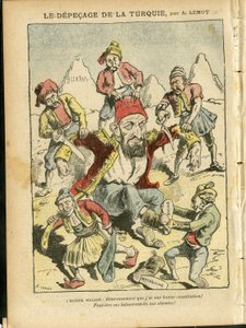 Kuva Achille Lemotista (1846-1909) Le Pelerinissä, 25.10.08 - Turkin tuhoutuminen - Turkki, uskonto, Balkan, Bulgaria, Bosnia ja Hertsegovina, Kreeta, katolinen katolilaisuus - Abdul-Hamid II (1842-1918)