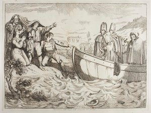 Maihinnousu Tiberin rannalla tekijältä Achille Pinelli