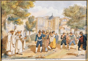 Pelaa boccea Santa Maria degli Angelissa Roomassa, Achille Pinelli (1809-1841), Italia