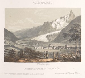 Näkymä Aiguille de Bionnassaylle ja jäätikkölle Aiguille et Glacier de Bionnassay (otsikko esineessä) Chamonix-Mont-Blancin muisto (sarjan nimi) Museum du Mont-Blanc (sarjan nimi esineessä)