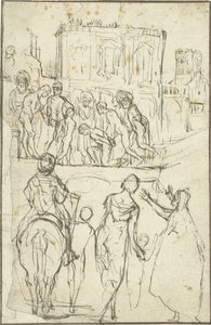 Saksa: Josephus wird von Nicanor vor Kaiser Vespasianus geführt Josephusta johtaa Nicanor ennen keisari Vespasianusta. tekijältä Adam Elsheimer
