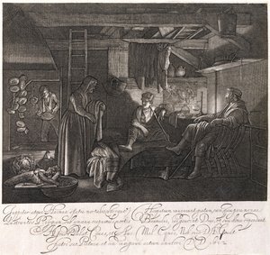 Philemonin ja Baucisin talo, kaiverrus kreivi Hendrik Goudt (1585-1630) tekijältä Adam Elsheimer