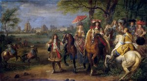 Chateau de Vincennes Louis XIV:n ja Marie Theresen hovin kanssa vuonna 1669 tekijältä Adam Frans Meulen van der