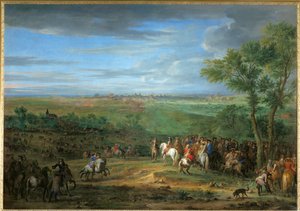 Ludvig XIV:n saapuminen Maastrichtin leiriin kesäkuussa 1673 ... tekijältä Adam Frans van der Meulen