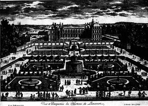 Chateau de la Rochefoucauld Liancourtissa; piirustus Perelle.