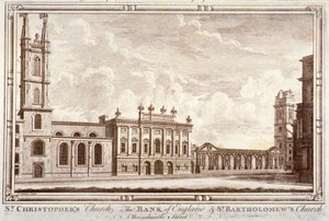 Bank of England, St Christopher-le-Stocks ja St Bartholomew-by-the-Exchange, Lontoo, c1775 tekijältä Adam Smith