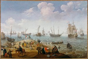 Kalastuskohtausmaalaus Adam Willaerts (1577-1664) 1600-luku Yksityinen kokoelma