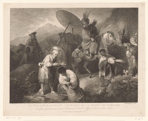 Doop van de kamerling door Philippus Pyhä Filippus kastamassa Candacen kuningattaren eunukkia (otsikko esineessä) tekijältä Adam von Bartsch