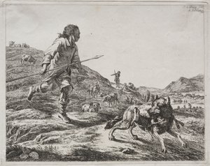 Paimen jahtaa susia, 1803. tekijältä Adam von Bartsch