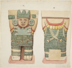 Caryatid X, näyttää edestä ja takaa (akvarelli) tekijältä Adela Breton