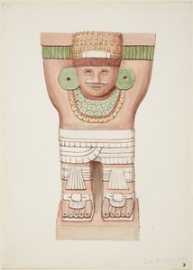 Caryatid ulkokammiosta, temppeli A, pallokenttätemppeli, Chichen Itza, Meksiko tekijältä Adela Breton