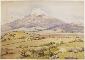 Pilvi tulossa klo 10.30 Popocatepetl, Atlixco, Puebla, Meksiko (akvarelli ja bodycolor) tekijältä Adela Breton